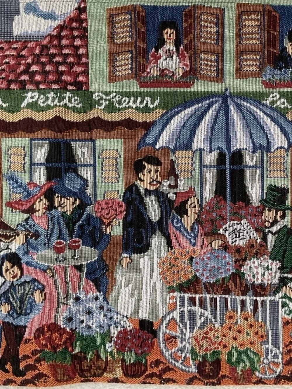 French Café Paris Market Woven Tapestry Table Runner 72”